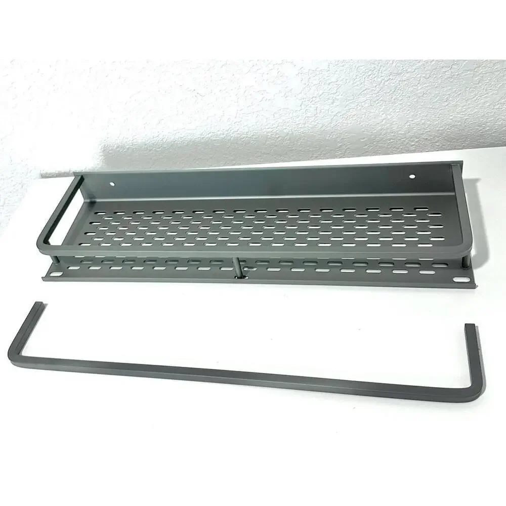 Wall-Mount Grey Bathroom Shower Caddy Kitchen Organizer with Towel Rack